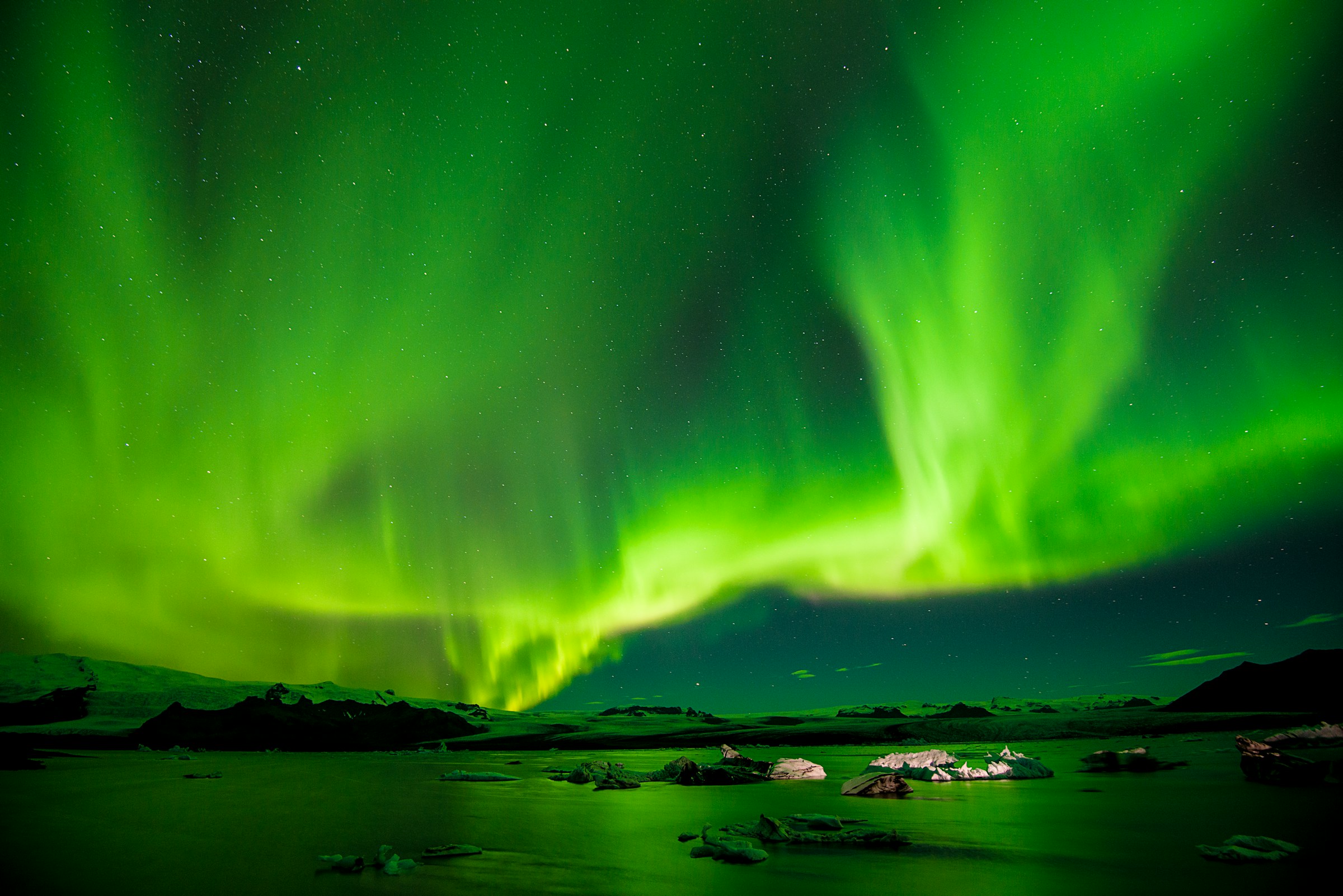 Aurora over landscape